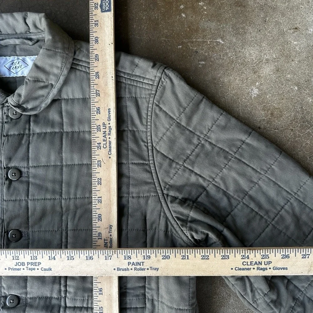 Alex Crane Quilted Kite Jacket Mens M Green Button Chore Coat Organic Cotton